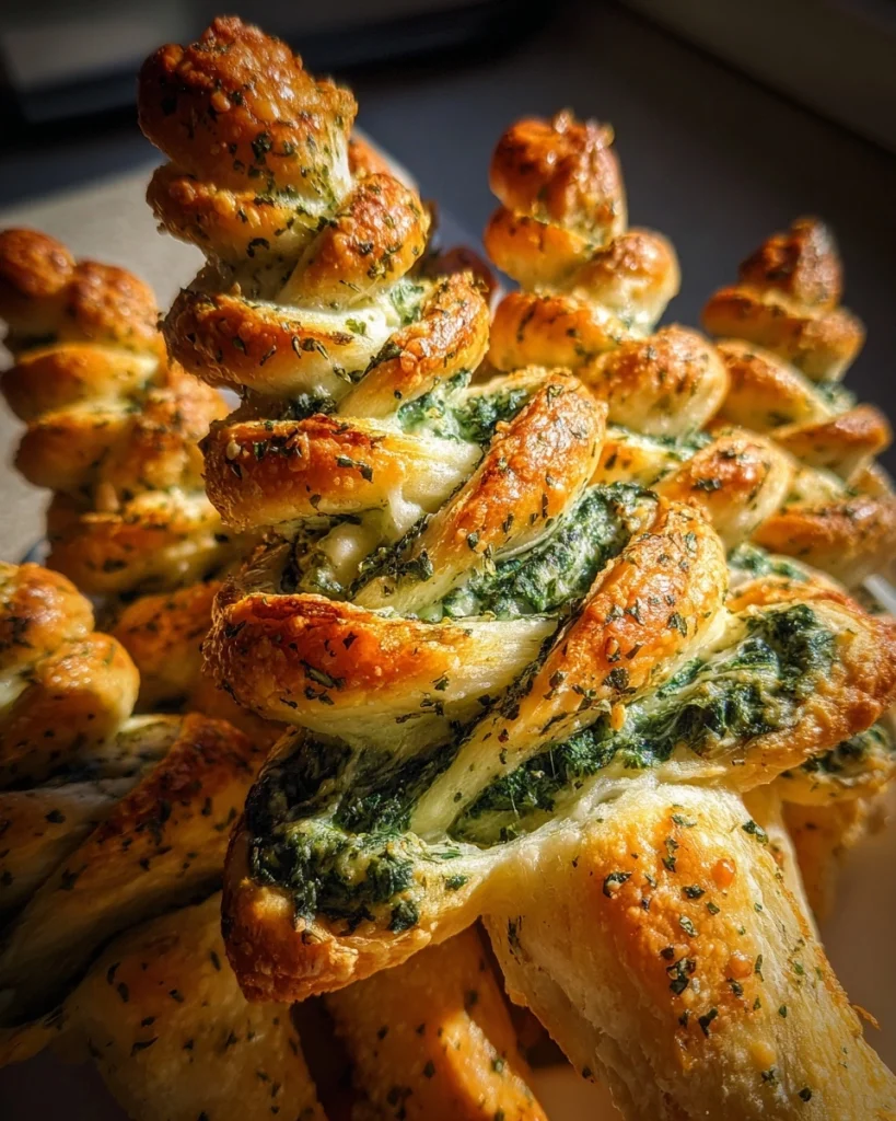 Christmas Tree Spinach Dip Breadsticks Recipe