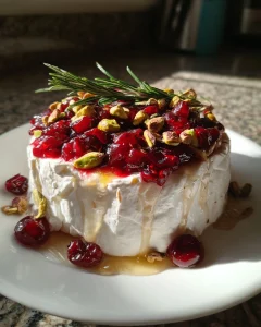Whipped Brie with Cranberry Sauce, Honey, Pistachios, and Rosemary Recipe