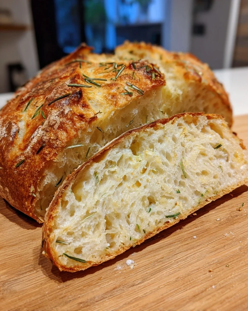 No-Knead Roasted Garlic Rosemary Bread (Crusty Perfection)