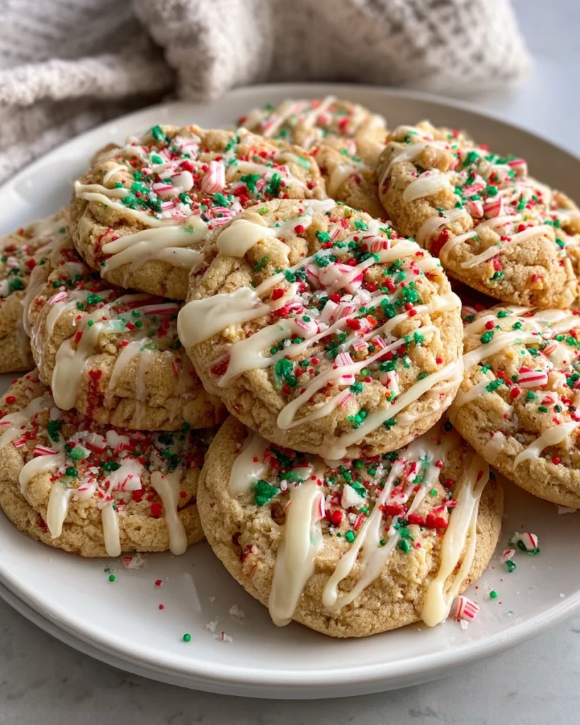 White Chocolate Candy Cane Cookies (Festive + Pretty!)